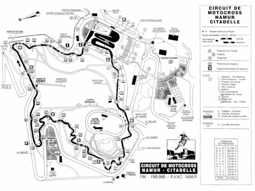 Plan du circuit de motocross de la Citadelle en 1995